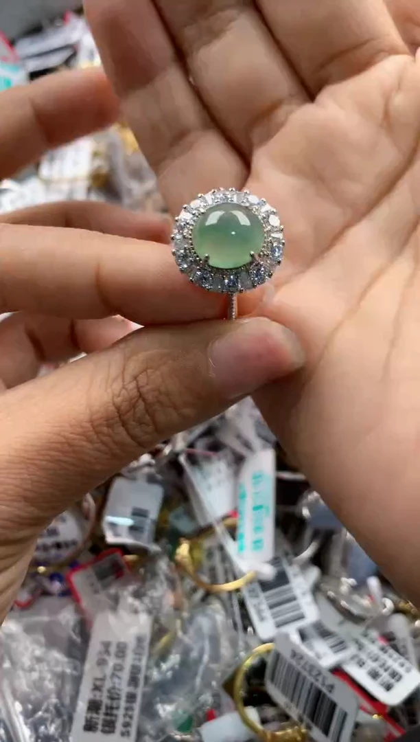 银S925镶嵌戒指翡翠12      5