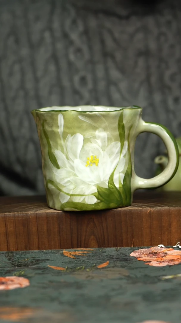 杯釉下彩手工手绘同款陶器