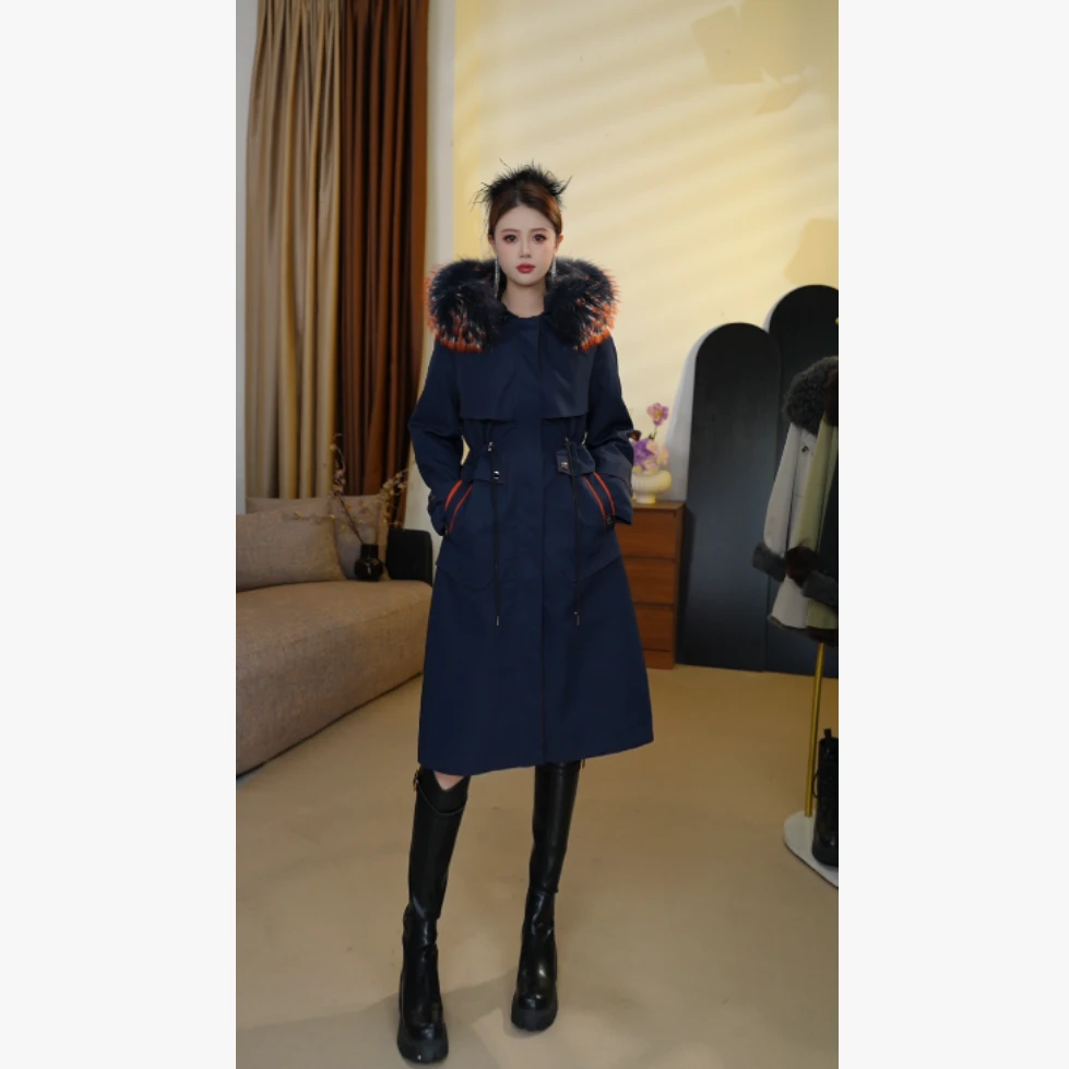 【长相思兔毛】貉子毛派克服女中长款连帽保暖洋气韩版兔毛外套