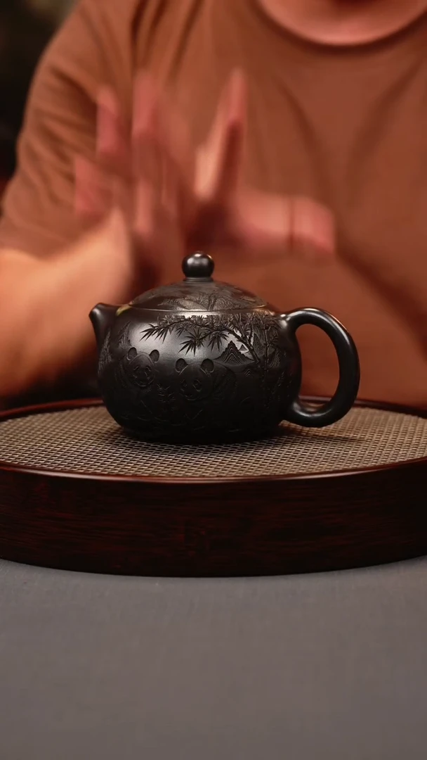茶壶紫砂石黄 西施 熊猫