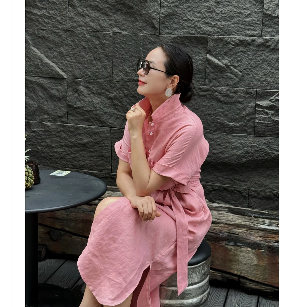 Roman 曼姐专属  夏季减龄满分亚麻衬衫裙