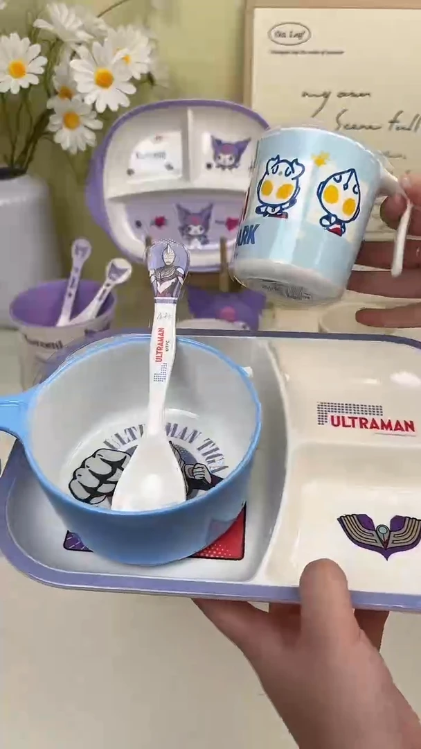 密胺迪迦盘+碗+杯+勺一套