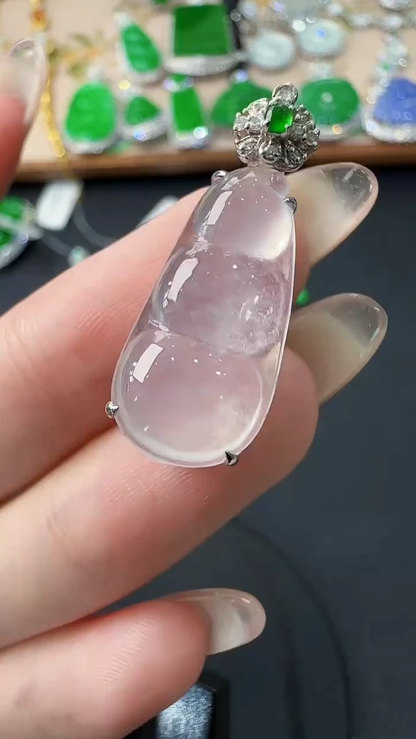 翡翠18K金镶嵌吊坠(不含链)12