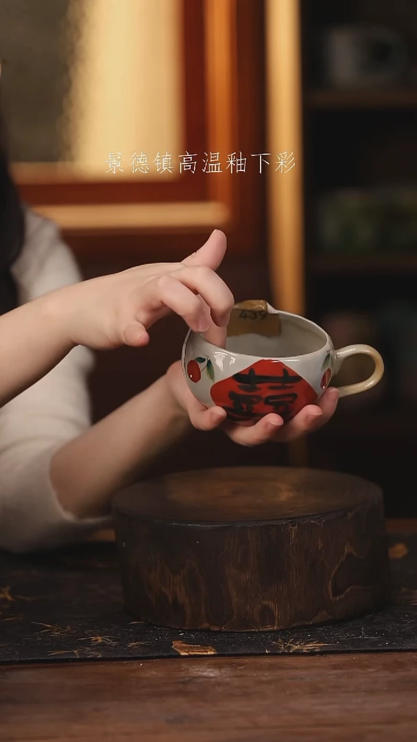 陶瓷 景德镇高温釉下手绘陶瓷@L439@