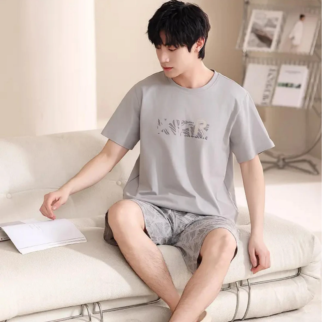 【吴姐专属】睡衣男士夏季2025新品短袖两件套休闲宽松大码外穿套装