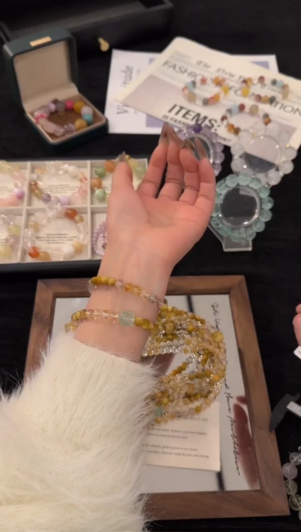 未镶嵌手链水晶黄塔晶双圈x3436