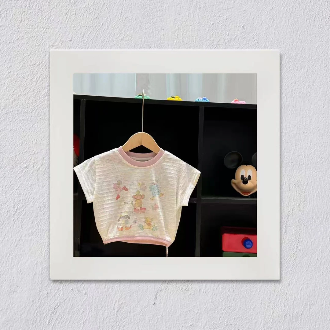 J203夏2025新款女童洋气时髦可爱卡通短袖上衣