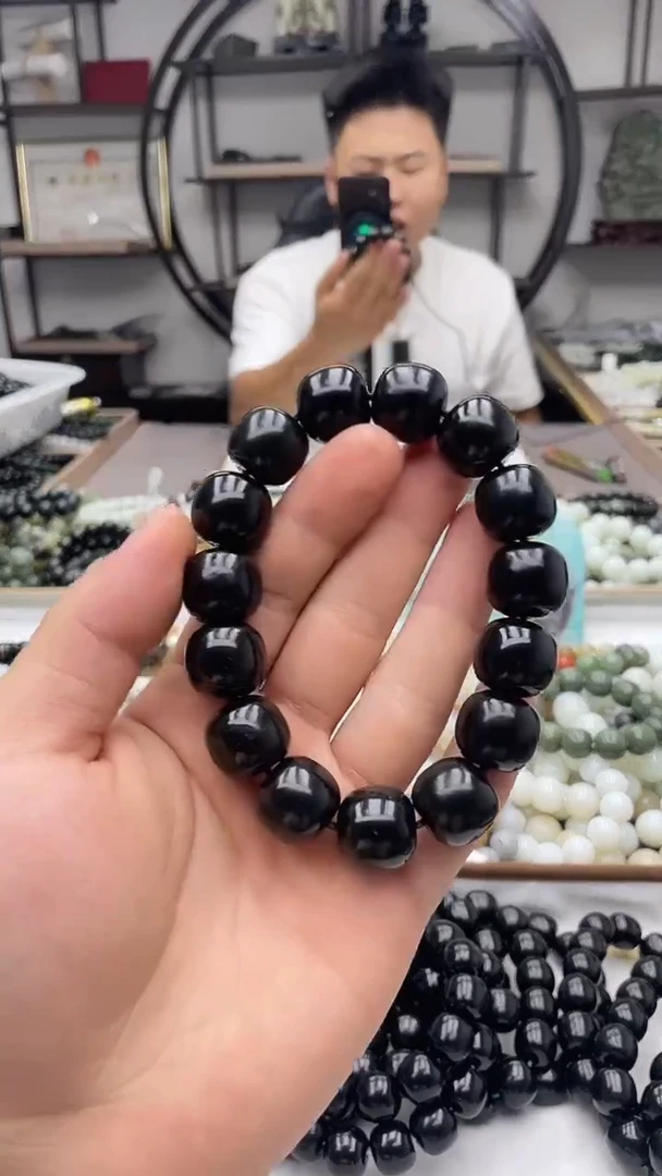 手串未镶嵌和田玉纯天然新疆塔县黑青16老型