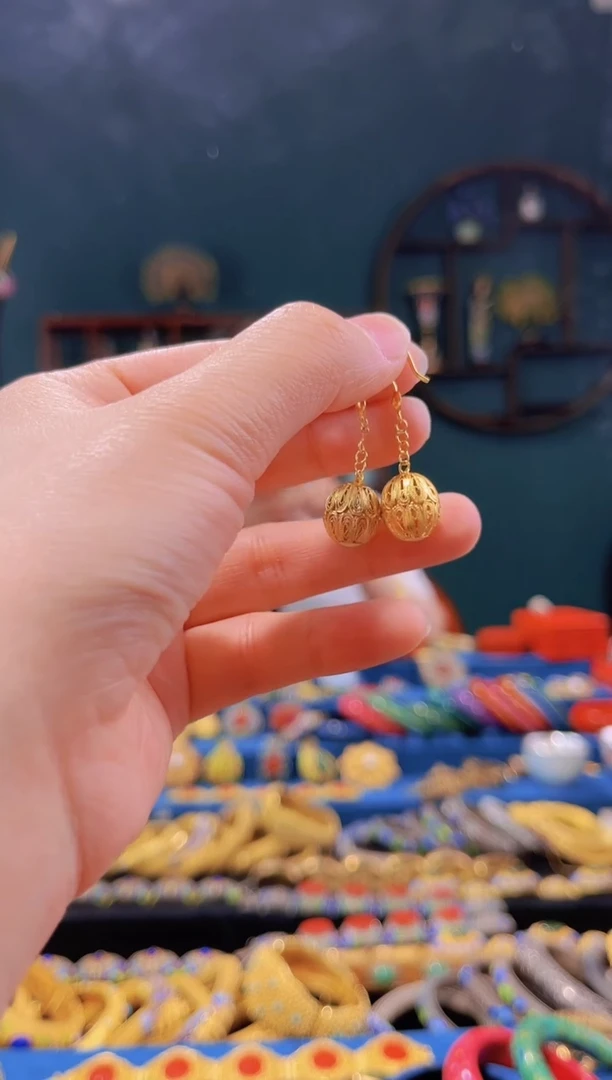 【闪购商品】花丝镶嵌耳环圆珠