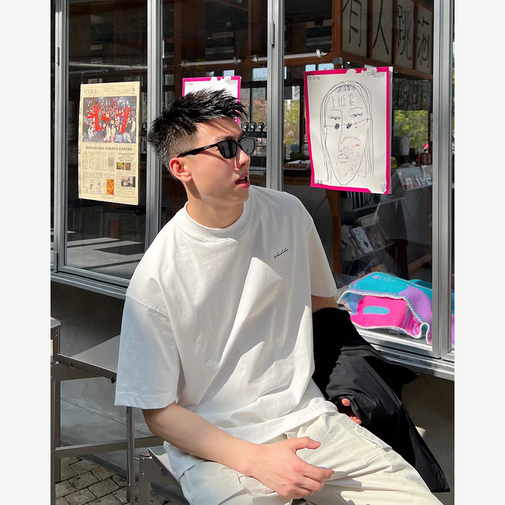 YIHAO STUDIO春夏新款男士基本款T恤百搭圆领宽松休闲男款短袖