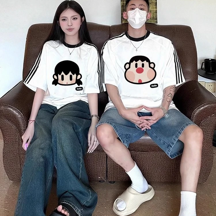 情侣短袖纯棉韩版2025新爆款一男一女夏季宽松潮流短袖t恤情侣装
