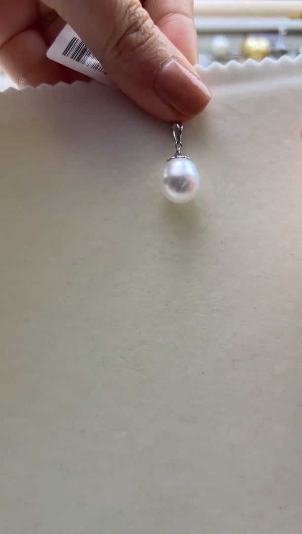 吊坠(不含链)银S925镶嵌海水珍珠11mm海水澳白蕾丝盖帽吊坠