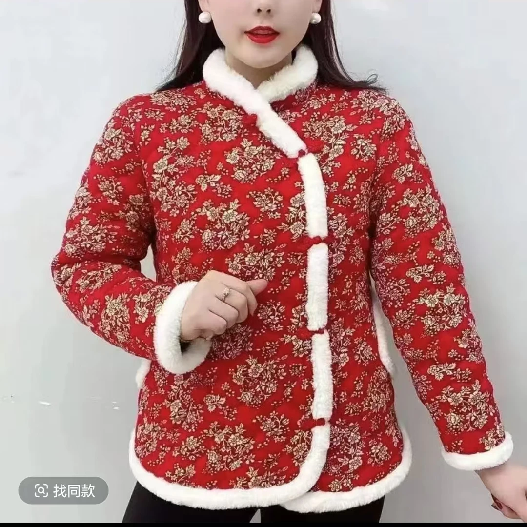 7788小花袄加绒加厚盘扣民族风老式中国风棉服外套喜庆国老仓库