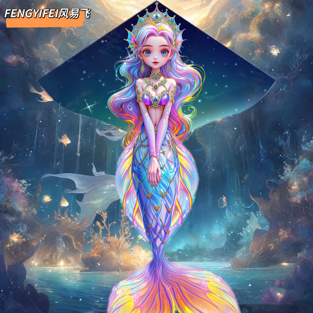 2025新款立体美人鱼风筝潍坊风筝儿童女孩卡通微风易飞