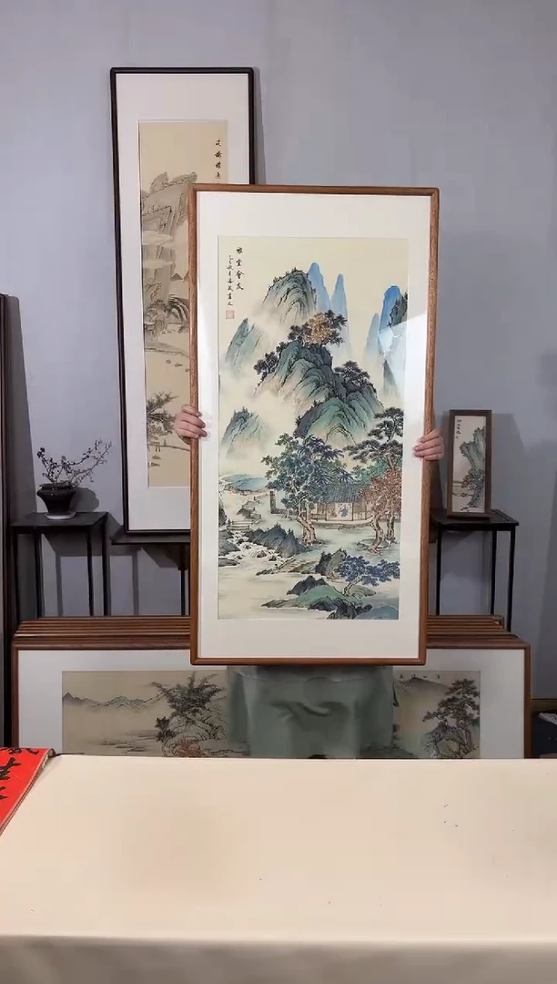 国画手绘*雅堂会友*62*122cm带框发货