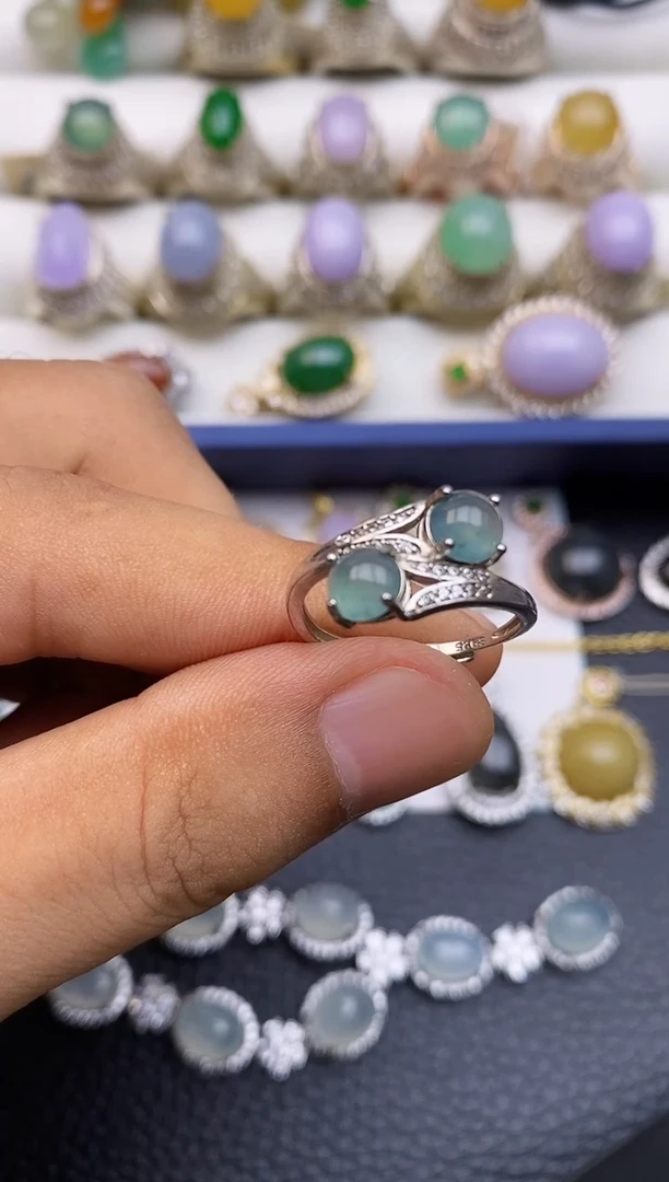 银S925镶嵌戒指翡翠/0021