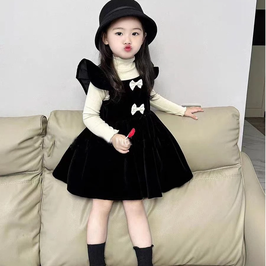 女童连衣裙2025春季新款儿童赫本风连衣裙韩系公主裙背心裙子