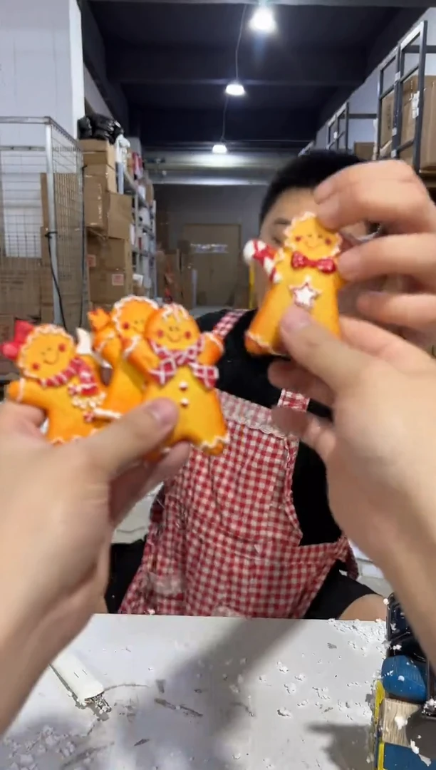 瓷片树脂姜饼人冰箱贴4件套