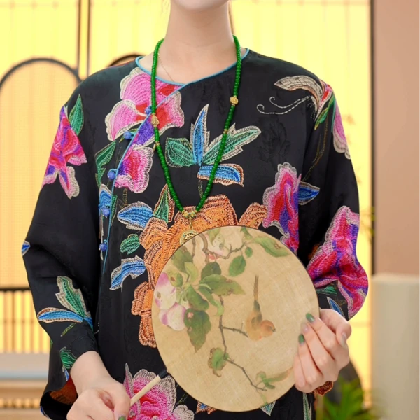 YY-【墨夜凰歌】中国风优雅短袖2025夏季新中式气质连衣裙时尚百搭