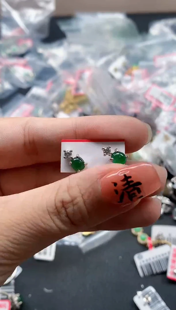 银S925镶嵌戒指翡翠天然A货缅甸翡翠