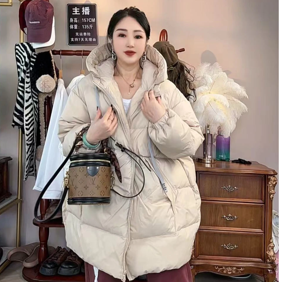 休闲宽松大版连帽羽绒服（100-200斤）