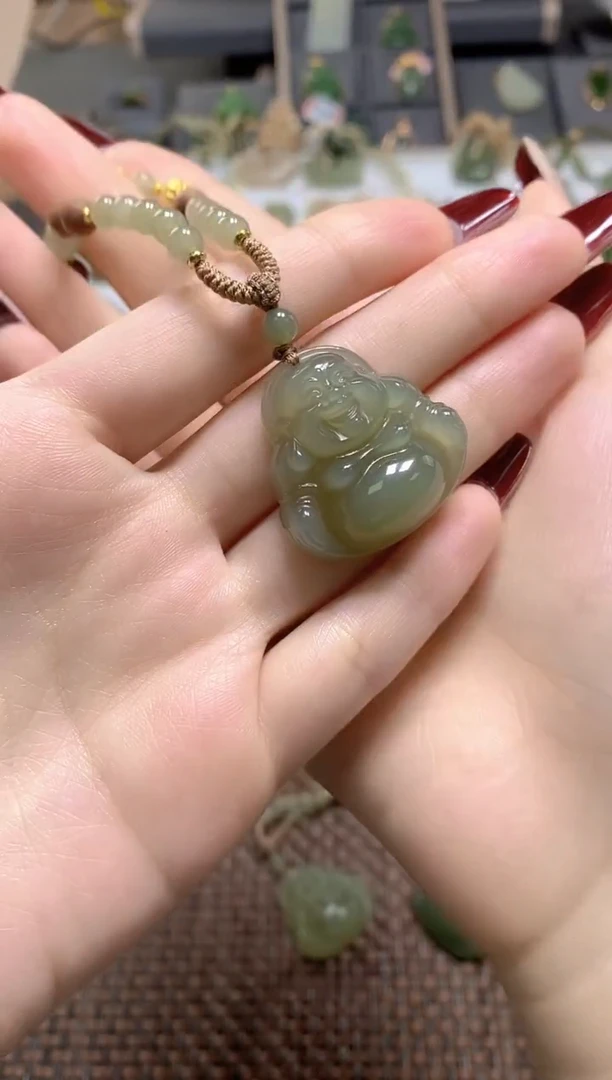 颈饰未镶嵌和田玉0**.天然和田玉卡30佛公