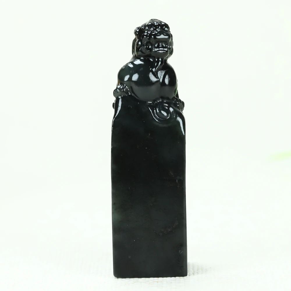 JF3233和田玉青玉狮子印章