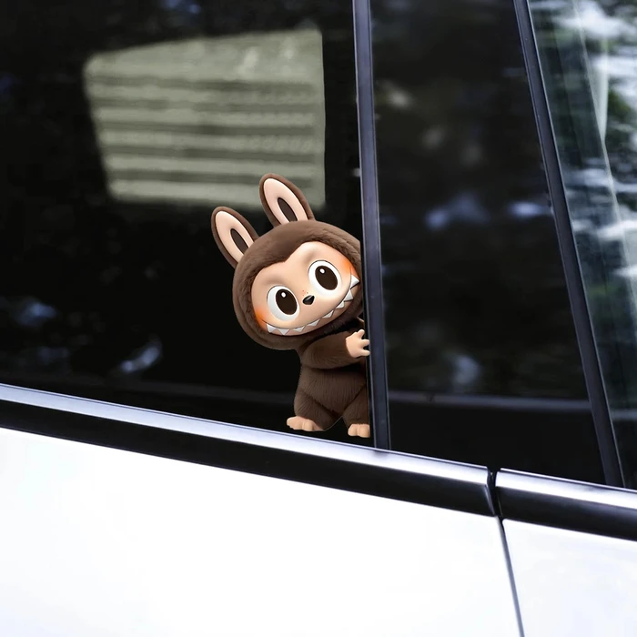 【升级款】拉布布车贴汽车车身车窗玻璃装饰卡通labubu电瓶车贴纸