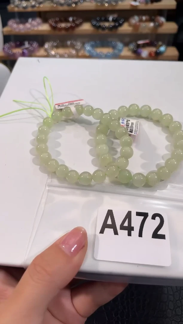 水晶手链未镶嵌A472绿纹石手链8mm多样性发一