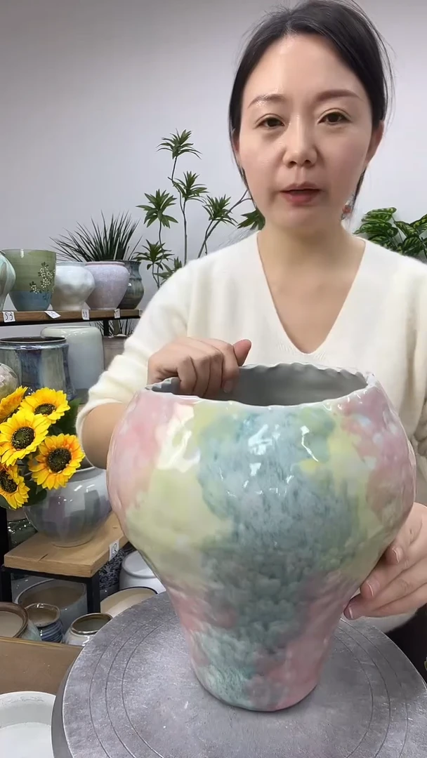 11.11陶瓷花盆直播链接高. 24     口17无孔