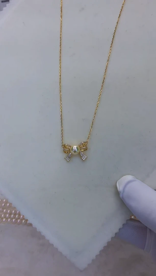 银S925镶嵌海水珍珠饰品羽皇金蝴蝶套链