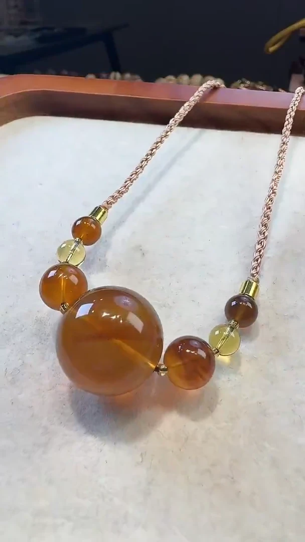 琥珀颈饰未镶嵌琥珀锁骨链05