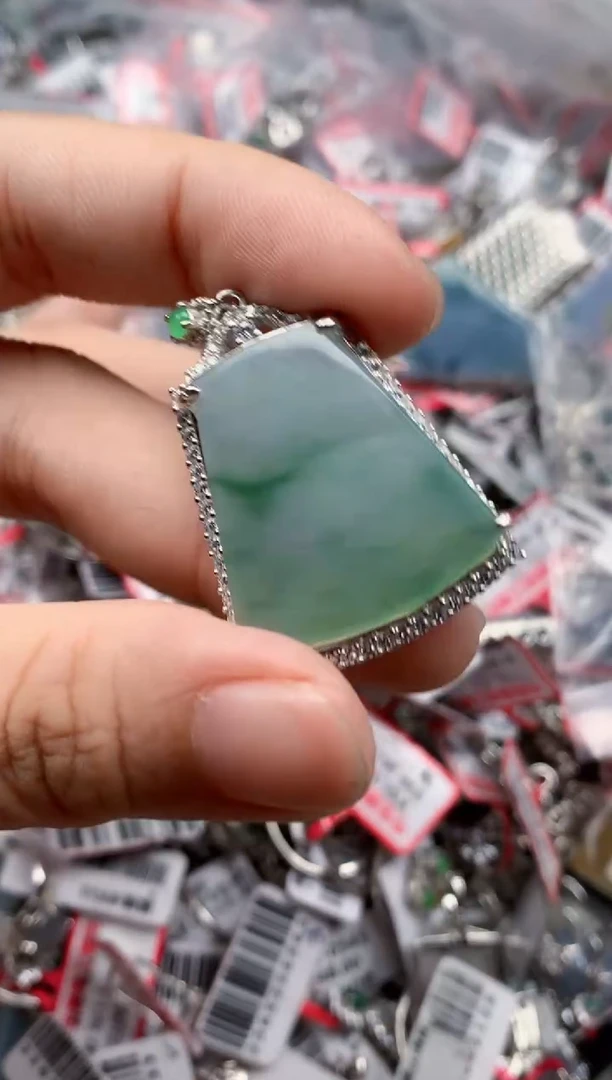 银S925镶嵌戒指翡翠天然A货缅甸翡翠