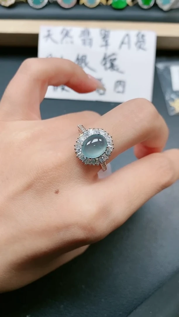翡翠戒指银S925镶嵌11111