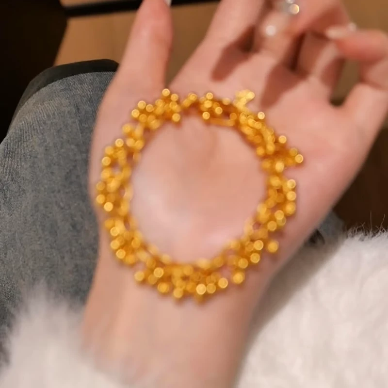 铜合金手链 新中式复古金色素款手饰轻奢百搭时尚气质宫廷风手链