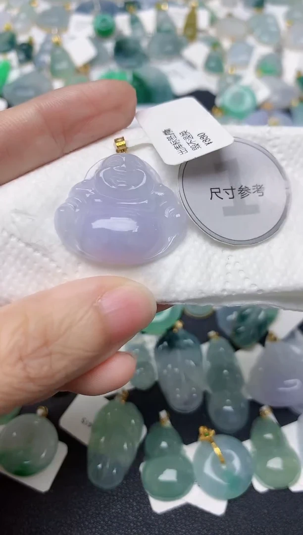 颈饰18K金镶嵌翡翠天然缅甸A货翡翠