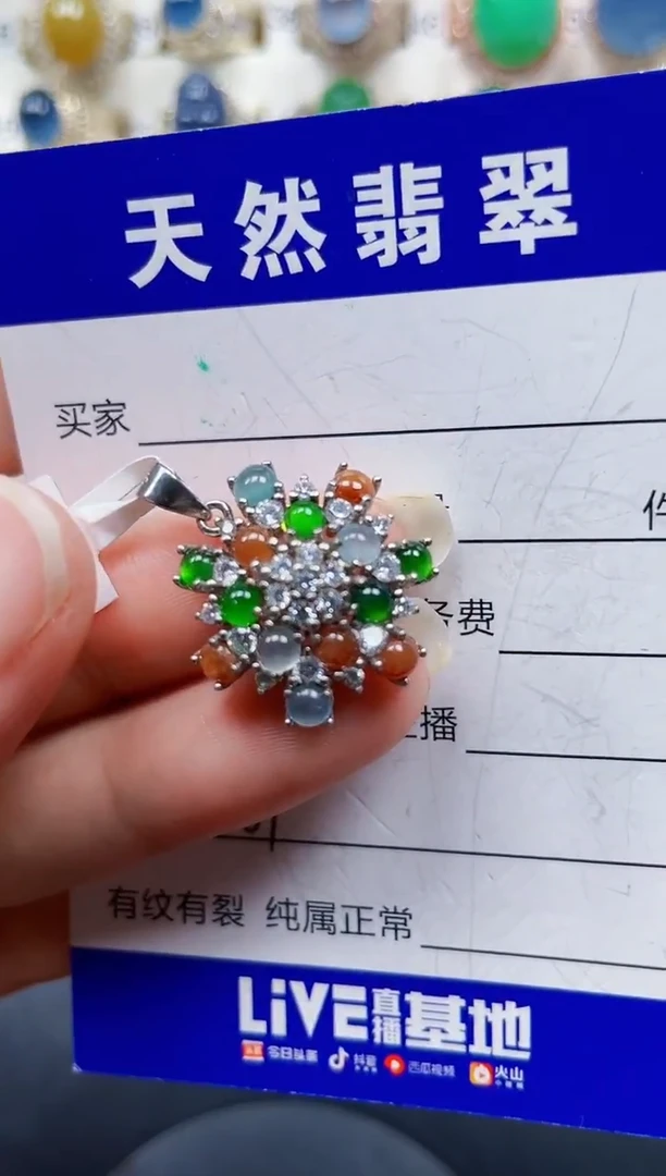 颈饰银S925镶嵌翡翠361