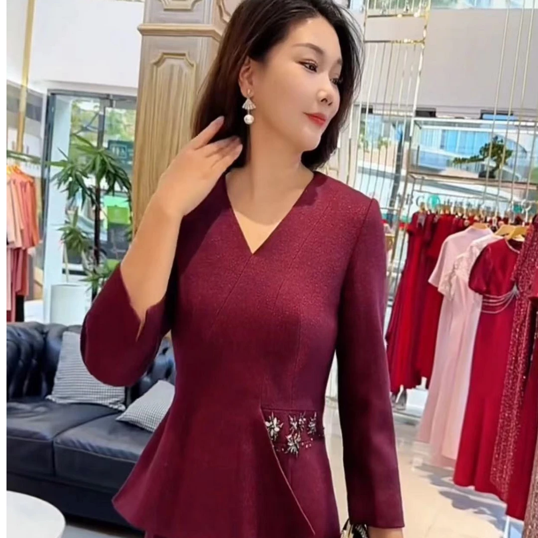 5834-11婚宴婚礼敬酒服新娘回门喜妈妈新款显瘦时尚连衣裙