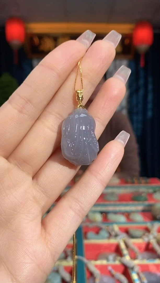 【闪购商品】和田玉颈饰银S925镶嵌白菜