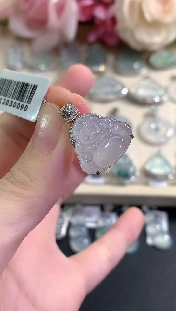 吊坠(不含链)18K金镶嵌翡翠冬日珠宝Q50