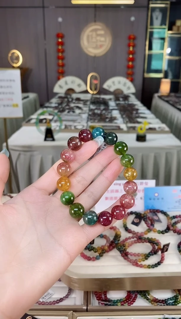 未镶嵌老矿碧玺彩虹单圈手串12mm+碧玺多样性发一条mz