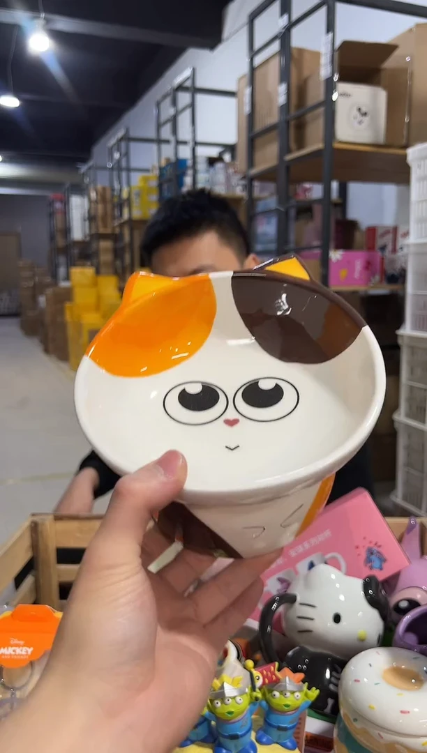 【闪购商品】杯陶瓷橘色猫猫碗