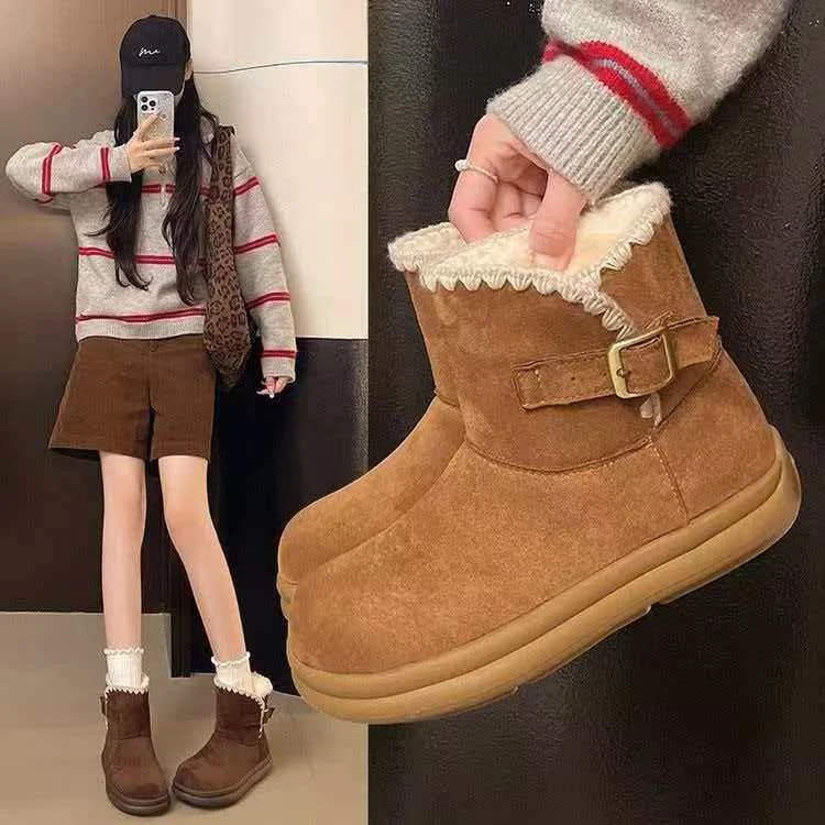 厚底加绒全包勃肯靴女保暖短靴东北大棉鞋一脚蹬雪地靴803