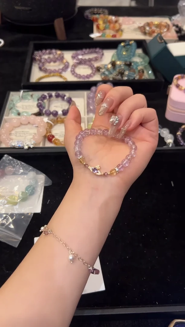 未镶嵌手链水晶紫水设计款手串