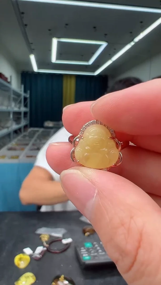 蜜蜡银S925镶嵌戒指戒指