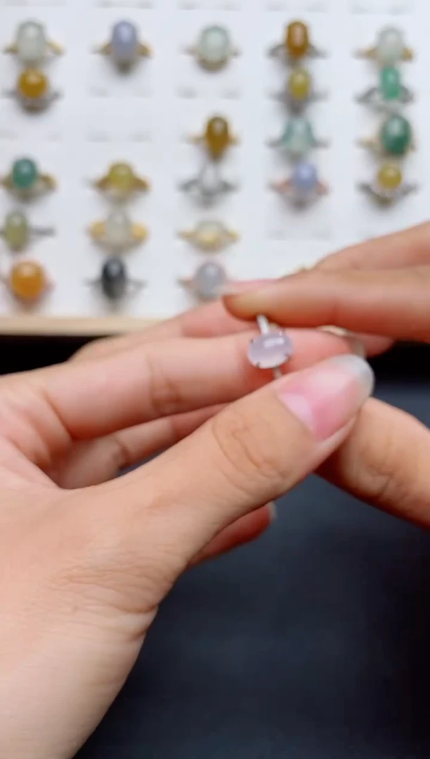 银S925镶嵌戒指翡翠4