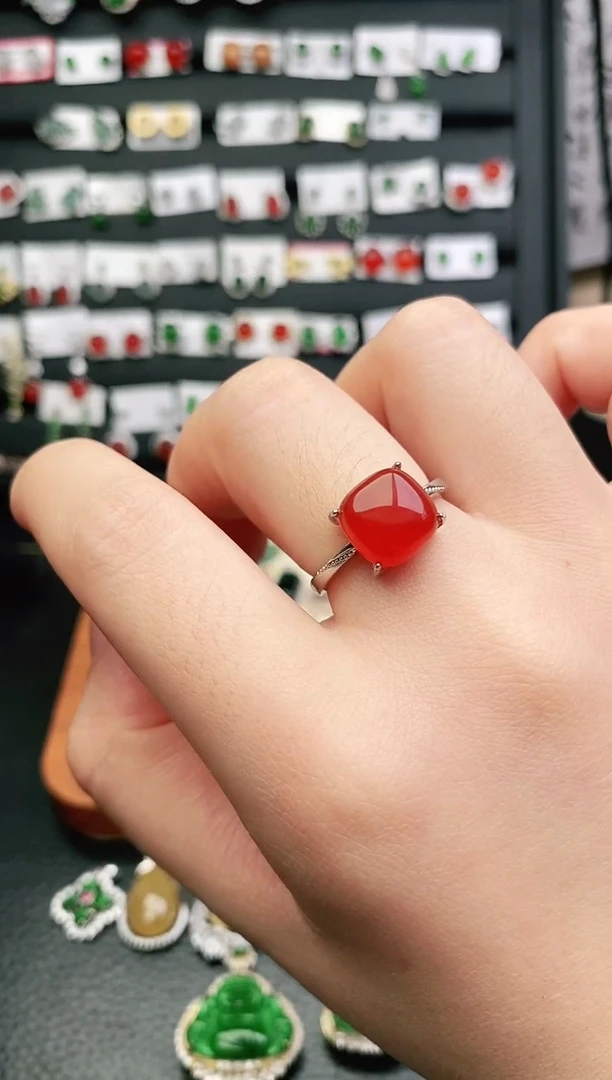 玛瑙/玉髓戒指银S925镶嵌戒指