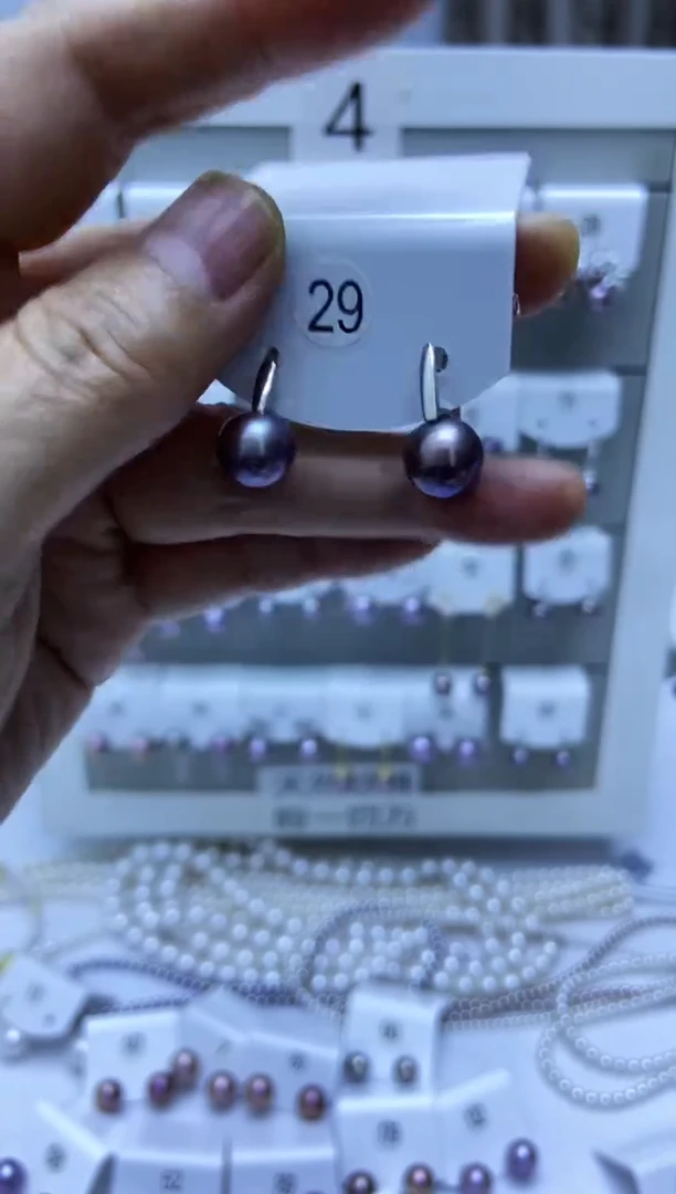 银S925镶嵌耳饰淡水珍珠29