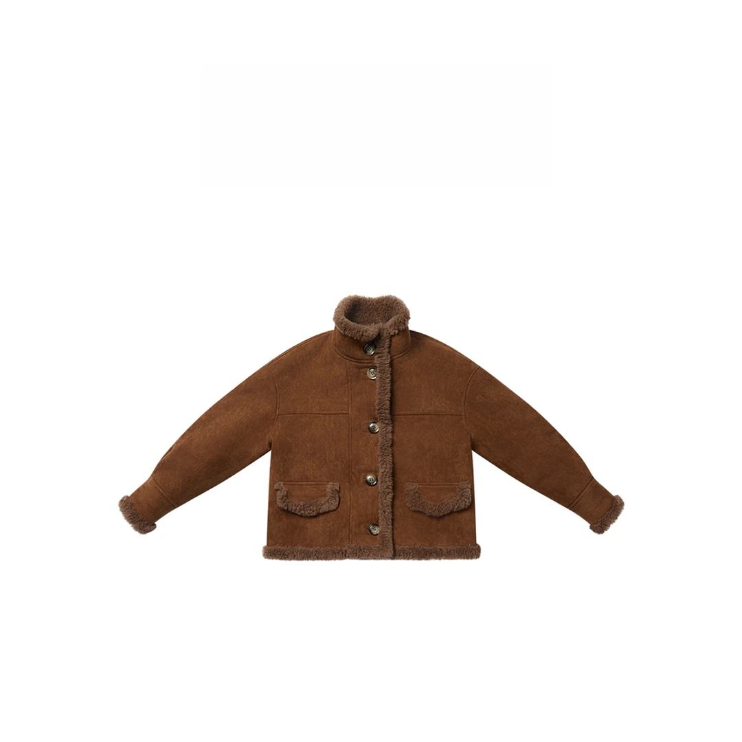 【林肉肉】双面穿100绵羊毛冬季单排扣外套372