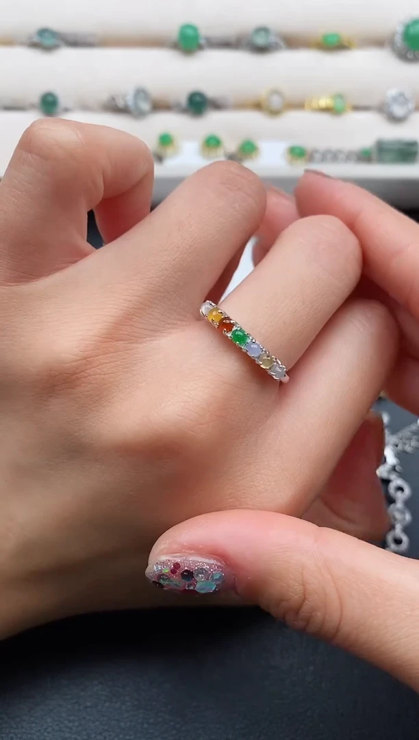 银S925镶嵌戒指翡翠33333333+10